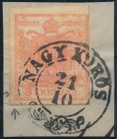 1850 3kr MP III. Teljes / Szép Szélekkel, Lemezhibával / With Plate Variety 'NAGY... - Autres & Non Classés