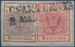 1850 6kr + 3kr HP I. Teljes / Szép Szélekkel, élénk Szín, Kisebb... - Autres & Non Classés