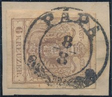 1850 6kr MP III. Szép / óriási Szélekkel 'PÁPA' Signed: Ferchenbauer - Autres & Non Classés