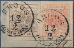 1850 6kr + 3kr MP III. Szép / óriási Szélekkel 'BROOS' - Autres & Non Classés