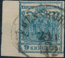 O 1850 9kr HP III. Teljes / óriási Szélekkel, Bal ívszél 7,5 Mm / With Nice /... - Autres & Non Classés