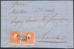 1859 2 X 5kr I. (hajtásnyom) Levélen / (folded) On Cover 'NOVSKA' (Gudlin 500p) - Karlstadt - Otros & Sin Clasificación