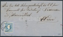 1860 15kr II. Festékhiánnyal Levélen / On Cover 'ESSEGG' - Wien - Otros & Sin Clasificación