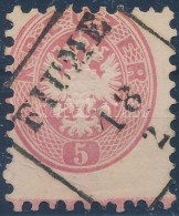 O 1864 5kr Elfogazva / Shifted Perforation Szegélyléclenyomattal 'FIUME'  Signed: Ferchenbauer - Autres & Non Classés
