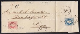 1867 5kr + Hátoldalon 10kr Távolsági Ajánlott Levélen / On Registered Cover... - Autres & Non Classés