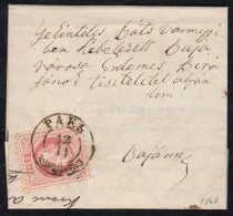 1867 5kr Távolsági Levélen (teljes Tartalommal) / On Cover (with Full Content) 'PAKS' - 'BAJA' - Otros & Sin Clasificación