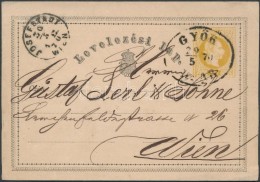 1870 2kr Díjjegyes LevelezÅ‘lap, Szép Sötét Szín / PS-card 'GYÅR / RAAB / 70' -... - Autres & Non Classés