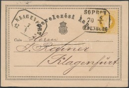 1870 2kr Díjjegyes LevelezÅ‘lap, Szép Sötét Szín / PS-card 'SOPRON / OEDENBURG /... - Autres & Non Classés