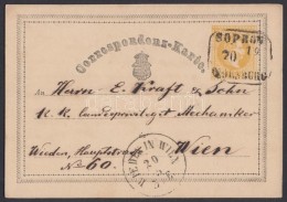 1870 2kr Díjjegyes LevelezÅ‘lap / PS-card  'SOPRON / OEDENBURG / 70' - 'WIEN' - Autres & Non Classés