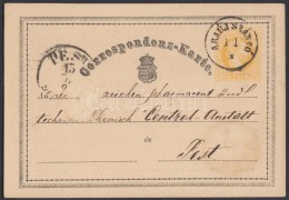 1871 2kr Díjjegyes LevelezÅ‘lap / PS-card  'ABAÚJ - SZÁNTÓ' - 'PEST' - Otros & Sin Clasificación