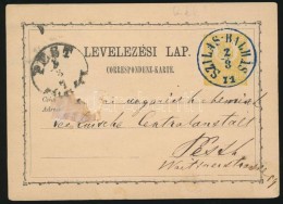 1871 2kr Díjjegyes LevelezÅ‘lap 'SZILAS-BALHÁS' Kék / Blue - Autres & Non Classés