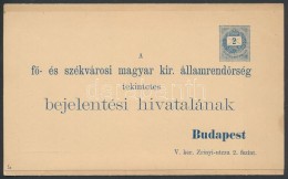 1897 2+2kr Használatlan Díjjegyes összefüggÅ‘ RendÅ‘rségi Ki- és... - Otros & Sin Clasificación