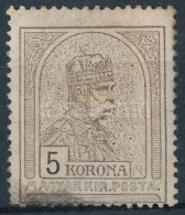 1909 Turul 5K Javított Gumival Alul Zsíros, Foghibás - Autres & Non Classés