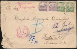 1918 40f Többszörösen Cenzúrázott Borítékon Szeged - Budapest - Autres & Non Classés