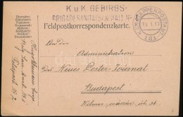 1917 Tábori Posta LevelezÅ‘lap / Field Postcard 'K.u.K. GEBIRGS / BRIGADESANITATSANSTALT' + 'EP 181' - Autres & Non Classés