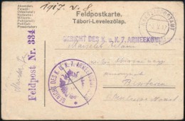1917 Tábori Posta LevelezÅ‘lap 'GERICHT DES K.u.K. 7. ARMEEKOMMANDOS' + 'FP 334' - Autres & Non Classés