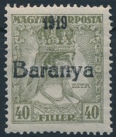 * Baranya I. 1919 Zita 40f Fekete Felülnyomással és Antikva Számokkal, Bodor... - Otros & Sin Clasificación