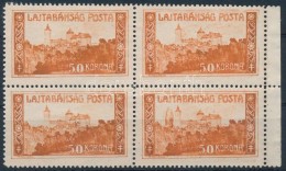 ** Nyugat-Magyarország VII. 1921 50K Narancs Próbanyomat 4-es Tömbben, Benne KettÅ‘s Torony... - Autres & Non Classés
