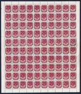 O 1946 Forint-filléres Portó 20f Teljes ív Benne 'fiéllr' Lemezhiba / Postage Due Mi... - Otros & Sin Clasificación