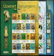 O 2007 Üzenet Bélyegem 3 Klf Teljes ív (Budapest, Tollak, Kopogtató) (21.000) - Autres & Non Classés