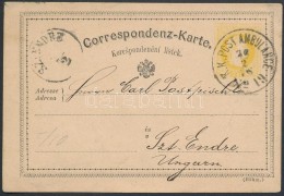 1875 Díjjegyes LevelezÅ‘lap ,,K. K. POST AMBULANCE No 19' - ,,SZ:ENDRE' - Autres & Non Classés