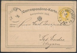 1875 Díjjegyes LevelezÅ‘lap ,,K. K. POST AMBULANCE No 19' - ,,SZ:ENDRE' - Otros & Sin Clasificación