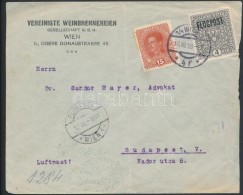 1918 07. 16. Légi Levél Budapestre / Airmail Cover Wien - Budapest (rosszul Beállított... - Otros & Sin Clasificación