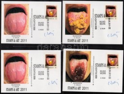 2011 4 Db Stamps & Art Willach Aláírt Képeslap - Autres & Non Classés