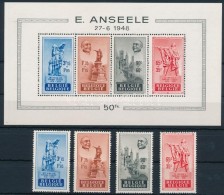 ** 1948 Anseele EmlékmÅ± Mi 824-827 + Blokk Mi 20 - Andere & Zonder Classificatie