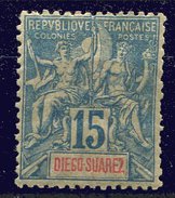 Diego Suarez.*  - N° 43 - 15c Bleu - Unused Stamps