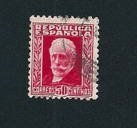 N° 505  Pablo Igelsias  Timbre  Oblitéré Espagne 1931 1934 Variété Sans Cadre Supérieur En Bas - Variedades & Curiosidades