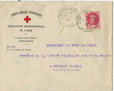 TYPE PROST Sur Enveloppe CROIX ROUGE AUDE CARCASSONNE Légion Française Combattants CASTELNAU D'AUDE - Red Cross