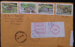 Vietnam Viet Nam Registered Cover With Hemingway Stamp On Front & A Full Set Of WWF FIshing Cat On The Back / 02 Ima - Brieven En Documenten
