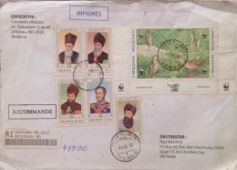 Moldova Registered Cover With A Full Set Of WWF Bird - Lettres & Documents