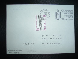 LETTRE TP EUROPA RODIN 0,50 OBL.MEC.2-7-1974 NICE CENTRE DE TRI (06) IVe CHAMPIONNAT INTERNATIONAL UNIVERSITAIRE DE FOOT - Briefe U. Dokumente