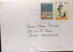 Lettre De 27 Evreux ...2.04.01 DC LO O= Avec Timbre 0,46 Gaston Lagaffe + Vignette Gaston 15 - Storia Postale