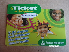 Ticket Téléphone International France Télécom 7,5 € Validité 30/11/2003 - Billetes FT