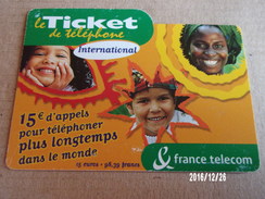 Ticket Téléphone International France Télécom 15€ Validité 30/11/2003 - Biglietti FT