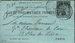 FRANCE - Carte Pneumatique - 1892 - N° 21554 - Pneumatiques