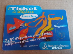 Ticket Téléphone France Télécom 7.5€ Validité 30/11/2003 - Billetes FT