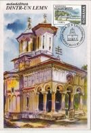 ARCHITECTURE, ONE WOOD MONASTERY, CM, MAXICARD, CARTES MAXIMUM, OBLIT FDC, 1999, ROMANIA - Abbazie E Monasteri