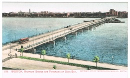 RB 1136 - Early Undivided Back Postcard - Tram On Harvard Bridge - Back Bay Boston USA - Boston