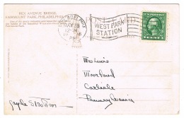 RB 1137 - 1915 Postcard - Fairmont Park Philadelphia USA - West Park Station Flag Cancel - Philadelphia