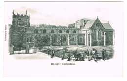 RB 1137 - Early Un-Divided Back Postcard - Children Outside Bangor Cathedral - Caernarvonshire Wales - Caernarvonshire