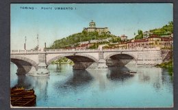 TORINO PONTE UMBERTO I FP NV  SEE 2 SCANS PUBBLICITA' AL RETRO CARTOLINA PESANTE - Bridges