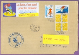 Timbre Sur Lettre 3876 : Jeux Olympiques Hiver Turin 2006 Biathlon / Sport Lutte France 13/02/2006 + Surf - Winter 2006: Torino