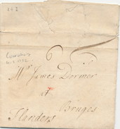 859/24 - Lettre Précurseur - Incoming Mail - LONDON UK 1732 Vers BRUGES - Verso Bishop Mark De Départ MT Dans Un Cercle - 1714-1794 (Oostenrijkse Nederlanden)