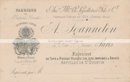 Ancienne Carte De Visite XIXème A. JOANNETON Rue Saint Fiacre Paris 2ème Fabrique De Rideaux Et Tapis - Cartoncini Da Visita
