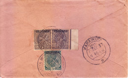 BURMA / MYANMAR 1937 COMMERCIAL COVER TO INDIA - BRITISH INDIAN KING GEORGE V STAMP OVERPRINTAED BURMA - Burma (...-1947)