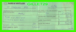 CHÈQUES - BANK OF SCOTLAND  CURRENCY CHEQUES ARE EXCHANGED FOR CASH  IN 1986 - - Cheques & Traveler's Cheques